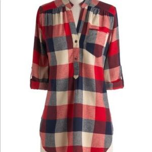 Red and blue plaid top